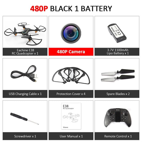 Eachine E38 WiFi FPV with 480P Camera 1 Battery - It's all about toys