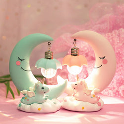 Led moon-shaped lamp for baby room decoration (pink and blue)